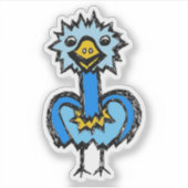 Op maat gesneden vinyl sticker - Emily Emu (Voorkant)