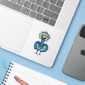 Op maat gesneden vinyl sticker - Emily Emu (Laptop met iPhone)