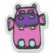 Op maat gesneden vinyl sticker - Henrietta Hippo (Voorkant)