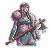 Op maat gesneden vinyl sticker: krijgsvrouw sticker (Voorkant)