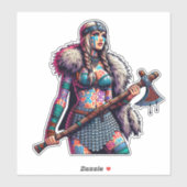 Op maat gesneden vinyl sticker: krijgsvrouw sticker (Vel)