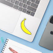 Op maat gesneden vinyl Sticker van een banaan (Laptop met iPhone)