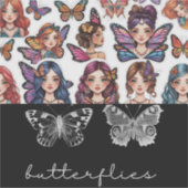 Op maat gesneden vinyl Sticker vlinder vrouw. Wees (Voorkant)