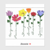 Op maat gesneden vinyl Sticker- Wildflower n' Word Sticker (Vel)