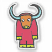 Op maat gesneden vinyl sticker - Yogi Yak (Voorkant)
