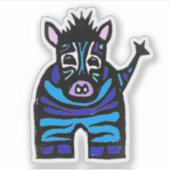 Op maat gesneden vinyl sticker - Zander Zebra (Voorkant)