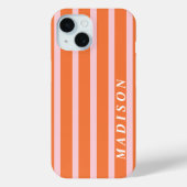 Op maat gestreepte oranje roze Case-Mate iPhone case (Achterkant)