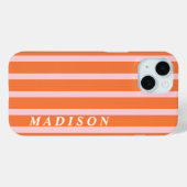 Op maat gestreepte oranje roze Case-Mate iPhone case (Achterkant (horizontaal))