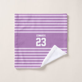 Op maat gestreepte sport nummers met naam washandje