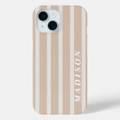 Op maat gestreepte Taupe Crème Case-Mate iPhone Case (Achterkant)