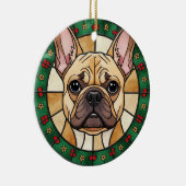 Op maat glaseffect HONDENnaam Kerstmis Keramisch Ornament (Rechts)