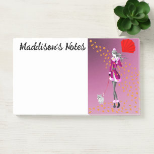 Op maat Honden uitlaten Cute Herfstbladeren Roze Post-it® Notes
