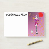 Op maat Honden uitlaten Cute Herfstbladeren Roze Post-it® Notes (Op bureau)