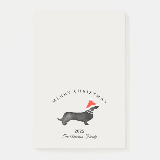 Op maat kerst rood grijs kerstman dachsund post-it® notes (Voorkant)