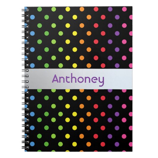 Op maat mintgroen turquoise blauw roze polka stipp notitieboek (Voorkant)