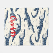 Op maat navyblauw krokodil fleece deken (Voorkant (Horizontaal))