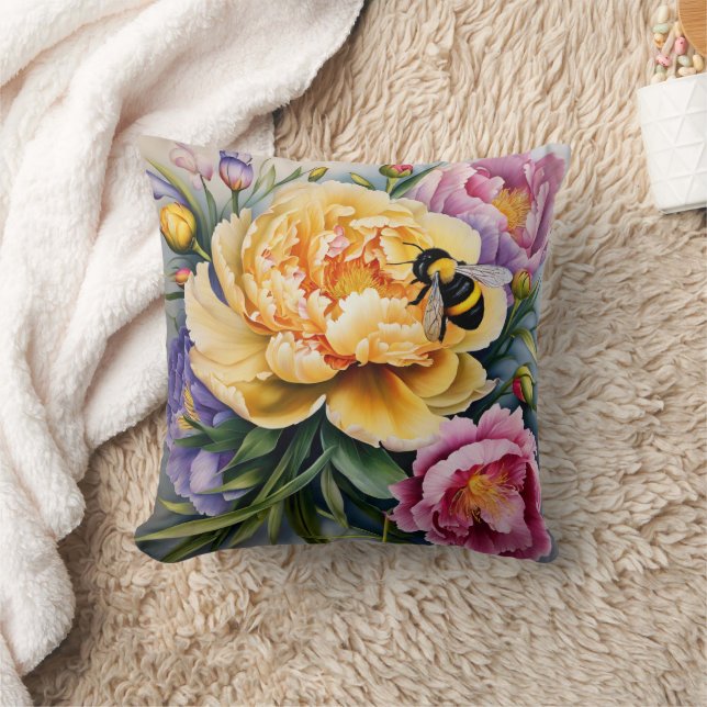 Op maat ontworpen Sierkussen van bloemen en bijen (Deken)