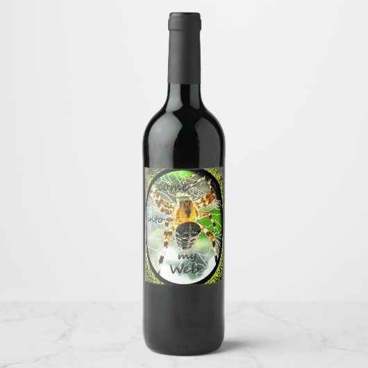 Op maat ontworpen Spider web wijn fles label Wijn Etiket (Voorkant)