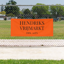 Op Maat Oranje Vrijmarkt-banner | Zwarte tekst - Spandoek