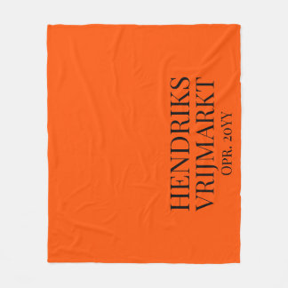 Op Maat Oranje Vrijmarkt-deken | Zwarte tekst -  Fleece Deken
