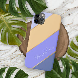 Op maat paars blauw pastel geel strepen Case-Mate iPhone case