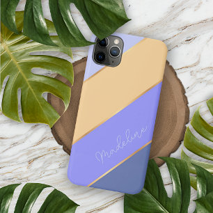 Op maat paars blauw pastel geel strepen Case-Mate iPhone case