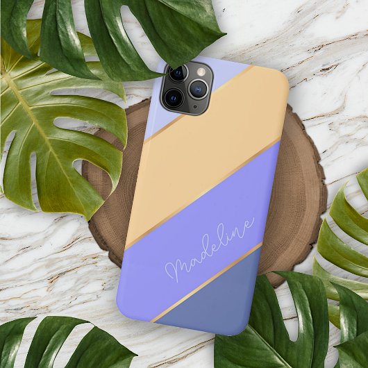 Op maat paars blauw pastel geel strepen Case-Mate iPhone case