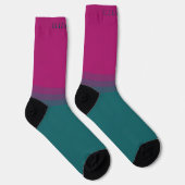 Op maat paars roze turquoise groen kleurblok sokken (Rechts)