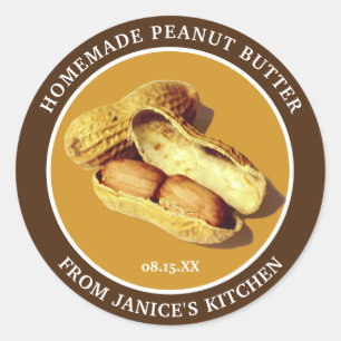 Op maat pindakaas voedselpots ronde sticker
