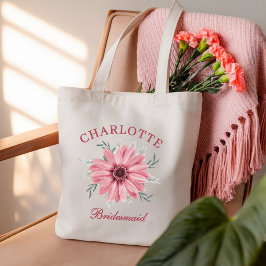 Op maat roze bloemen bruidsmeisjesfeest boodschapp tote bag