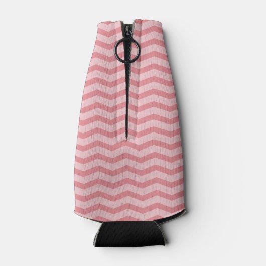 Op maat roze koraal chevron trouwfleskoelers flesjeskoeler (Achterkant)