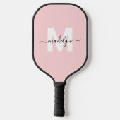 Op maat roze moderne naammonogram pickleball paddle (Achterkant)