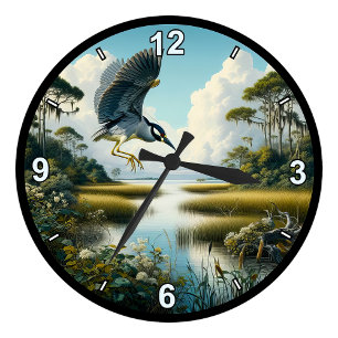 Op maat te maken Geelkruinreiger in 8 stijlen Ronde Klok