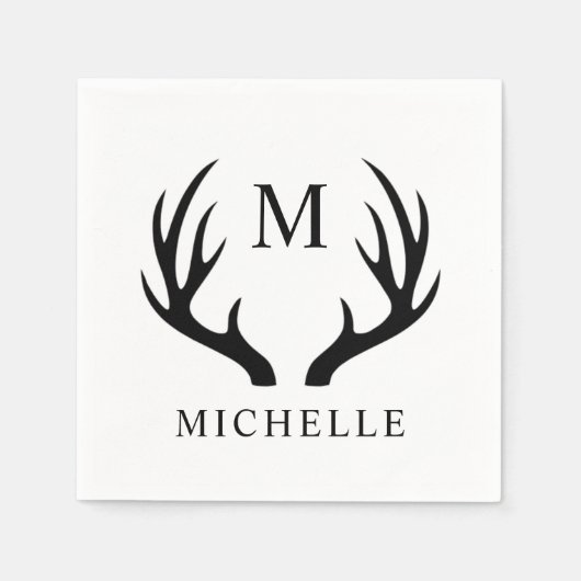 Op maat te maken wit en zwart gewei monogram servet (Voorkant)