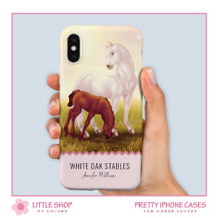 Op maat te maken wit paard met veulen Case-Mate iPhone 14 hoesje