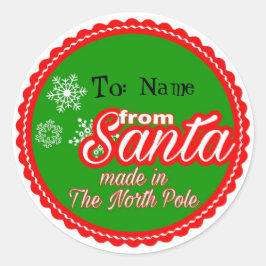 Op maat van de kerstman ronde sticker