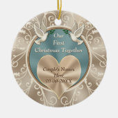 Op maat van ons eerste kerstfeest keramisch ornament (Voorkant)