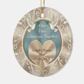 Op maat van ons eerste kerstfeest keramisch ornament (Links)