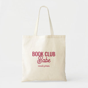 Op maat vet rode boekenclub meisje boekenliefhebbe tote bag