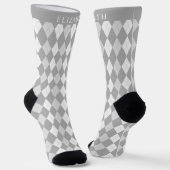 Op maat wit licht donkergrijs argylepatroon sokken (Gebogen)