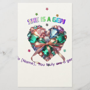 Op Maat Ze Is Een Edelsteen Hart Edelsteen Cadeau Briefpapier