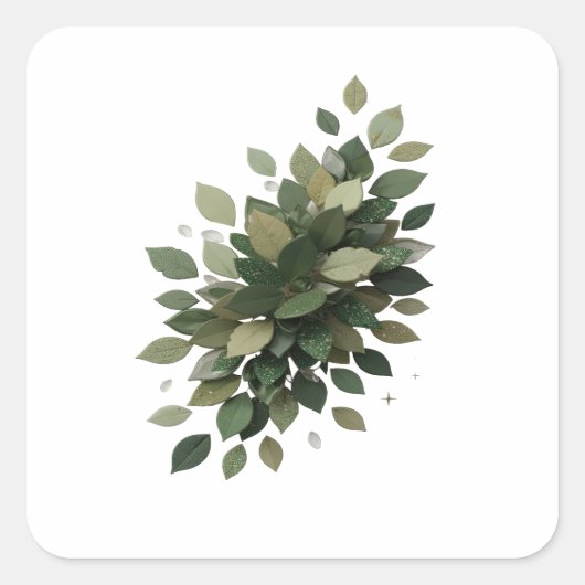 Op maat zilver GROENE BLADEREN Sticker Kunst (Voorkant)