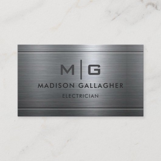 Op maat zilvergrijs metaal professioneel visitekaartje (Voorkant)