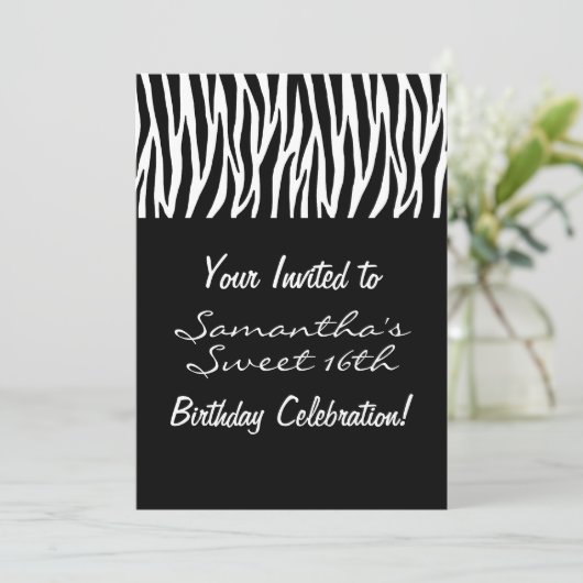 Op maat zwart-wit zebra kaart (Staand voorkant)