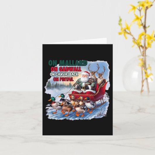 Op Mallard Op Gadwall Kerst Grappig Eend Jagen Kaart (Gele Bloem)