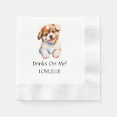 Op mij Hond Verloving Cat Paw bruiloft Drink Servet (Voorkant)