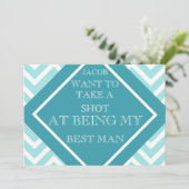 Op mijn beste man Aqua Blue Zigzag Pattern Kaart (Staand voorkant)