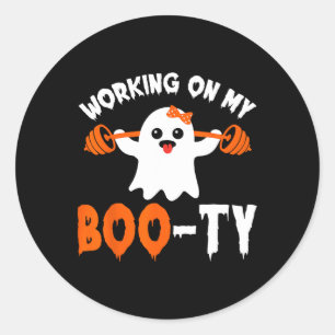 Op mijn Boo-ty Gym Booty Boo-t-shirt Ghost Pun Man Ronde Sticker