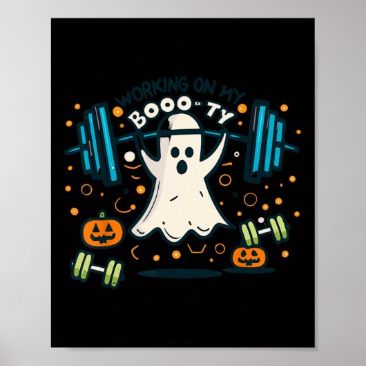 Op mijn Booty Funny Booty Halloween Ghost Workout Poster (Voorkant)