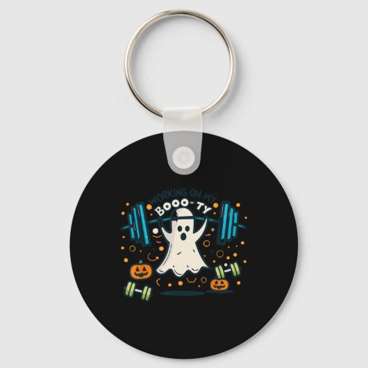 Op mijn Booty Funny Booty Halloween Ghost Workout Sleutelhanger (Voorkant)
